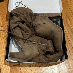 Brown suede thigh high Heel